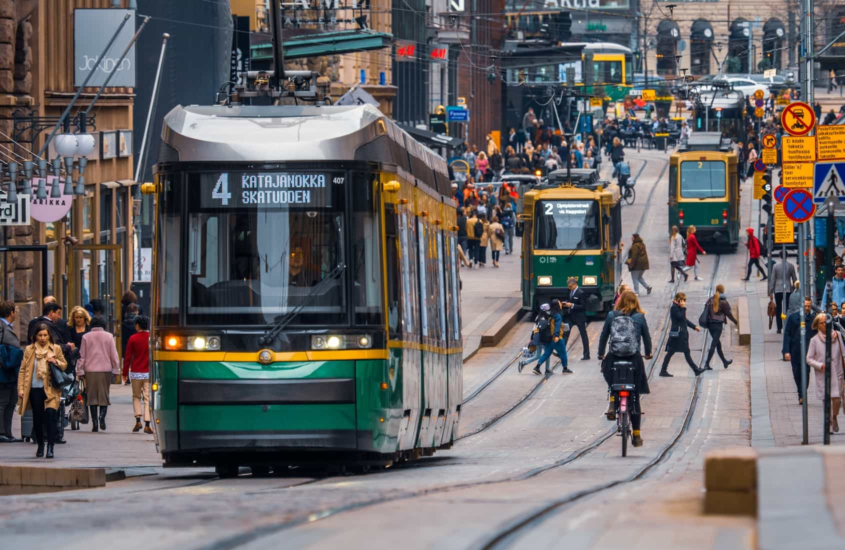 The trail bus being used in Helsinki