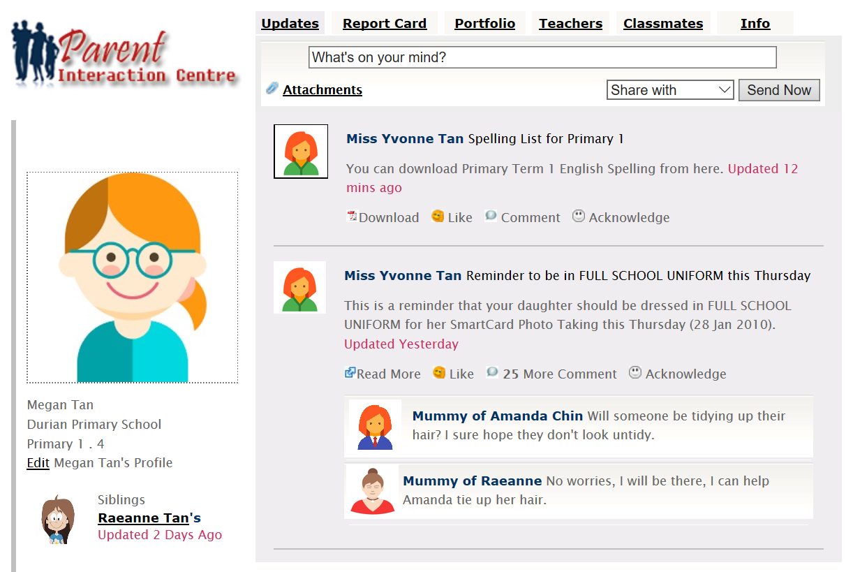 The first prototype of the Parents Gateway – known as the Parents Interaction Centre